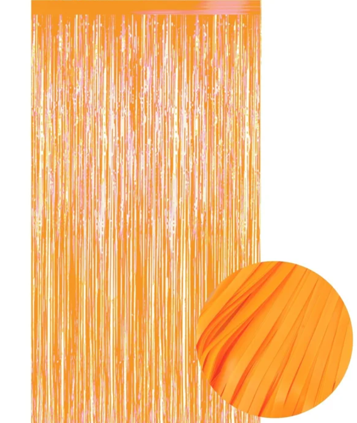 Neon Orange Plastic Backdrop Curtain 100cm x 200cm