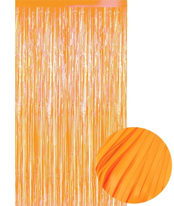 Neon Orange Plastic Backdrop Curtain 100cm x 200cm