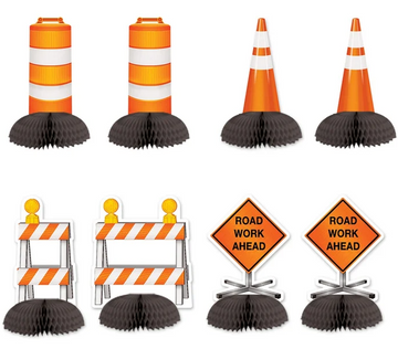 Construction Sign Mini Centrepieces (Pack of 8)