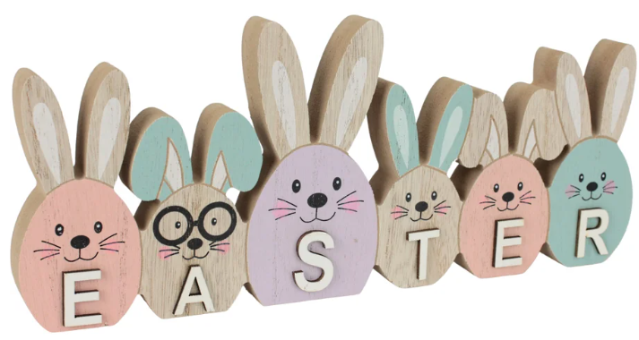 Pastel Wooden Easter Bunnies Sign