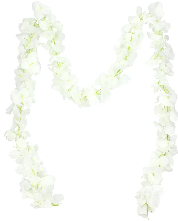 Artificial White Hibiscus Petal Garland - 2m