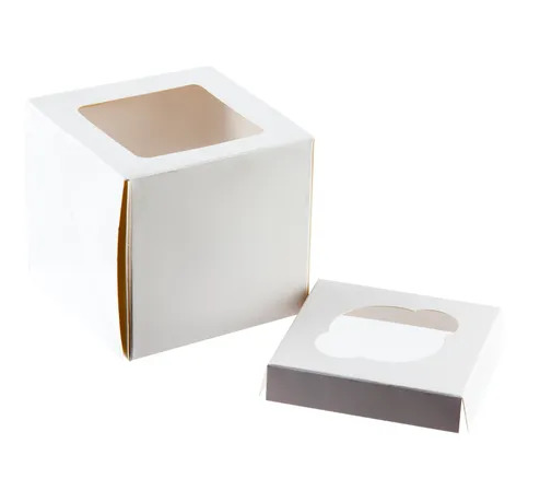 Mondo White Cupcake Box - 1 Cup (4in x 4in x 4in)