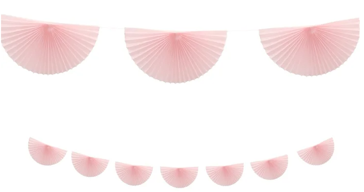 Light Pink Paper Fan Garland Banner - 3m