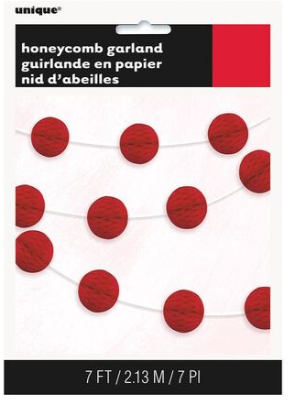 Honeycomb Ball Garland Red