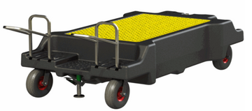 FSP Oil Recovery Trolley 350L with Solid Fill Tyres and foot activated brake - 1900 x 950 x 505 mm