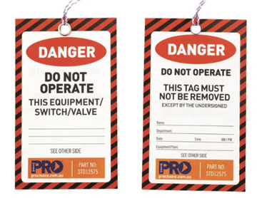 TAG - DANGER DO NOT OPERATE - PK100 125LX75H MM C/W 8MM EYLT/STRNG - BLACK/RED/WHITE