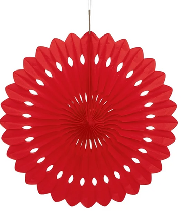 Red Decorative Tissue Fan 40cm