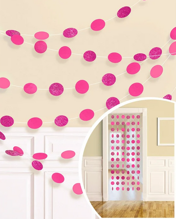 Hot Pink Glitter Dot Garland String Decorations