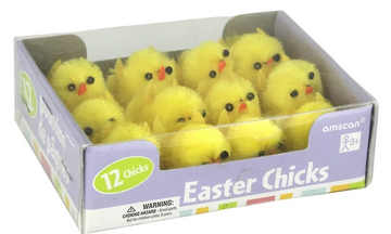 Mini Yellow Fluffy Easter Chicks 2cm (Pack of 12)