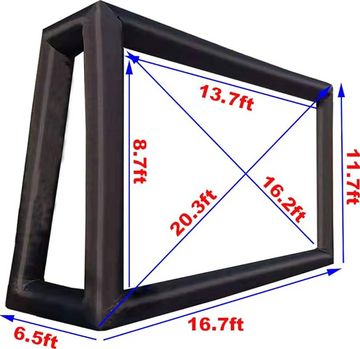 20 ft Huge Inflatable Projector Movie Screen Outdoor Front and Rear Cinema Screen Seamless Mega Theater Screen (20ft with Blower)