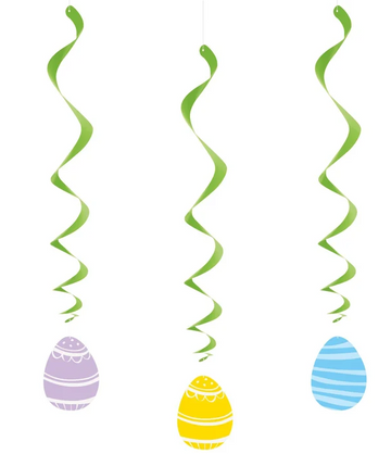 Spring Celebration Easter Egg Swirl Decorations (Pack of 3)