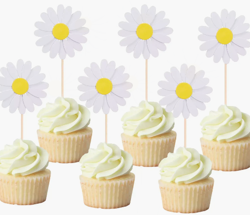 White Daisy Cupcake Toppers 5pk
