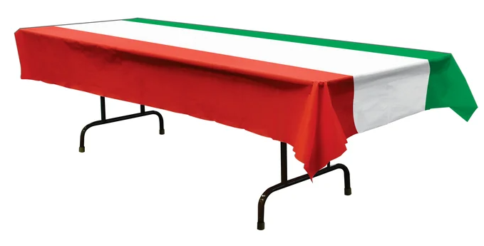 Red White Green Plastic Tablecloth - 137cm wide x 274cm long