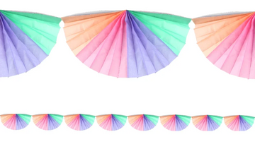 Pastel Pink, Mint, Purple & Coral Fan Garland Banner - 4m