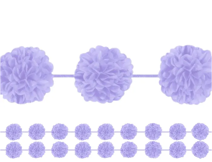 Lilac Tissue Paper Puff Ball Garland Banners (Pack of 2)