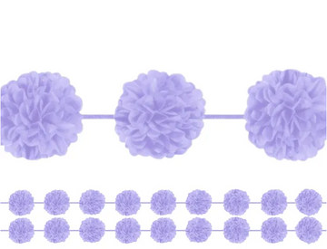 Lilac Tissue Paper Puff Ball Garland Banners (Pack of 2)
