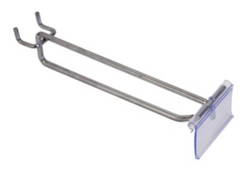 Flip Scan Pegboard Hook 150 mm with 26x80mm clear flipper  .PEG-H3-150-26x80