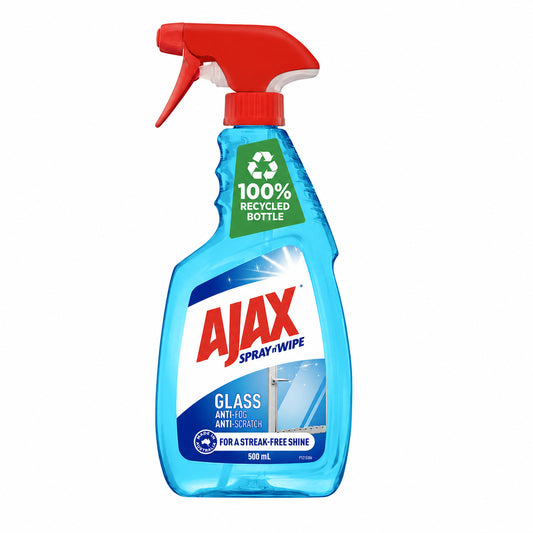 Ajax Spray n' Wipe Glass Cleaner 500mL product on pure white
