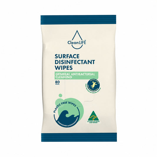 CleanLIFE Surface Disinfectant Wipes PACK80 80 wipe pack on white
