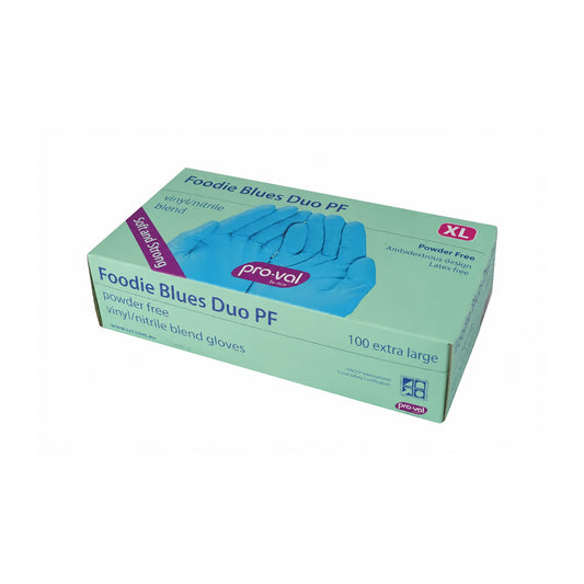 Pro-Val Foodie Blues Duo PF Extra Large blue disposable gloves box of 100
