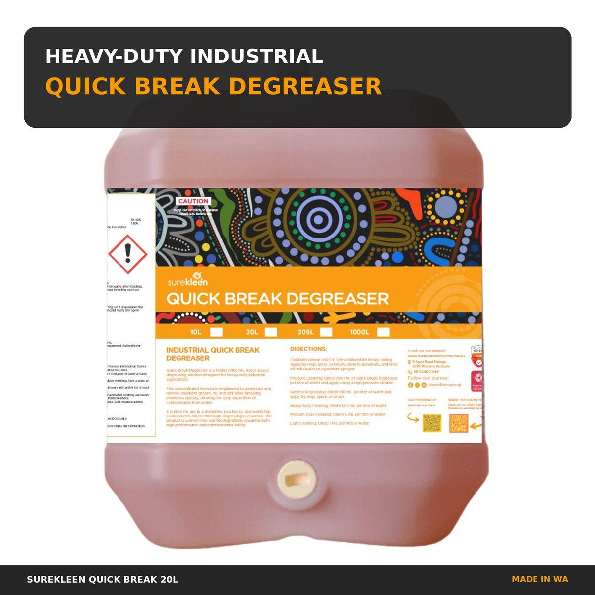 Surekleen Quick Break heavy-duty industrial degreaser 20L
