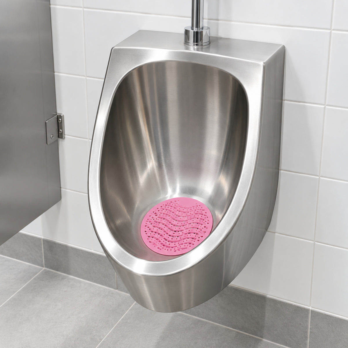Rosche 8751 Wave Urinal Mat Pink Melon application
