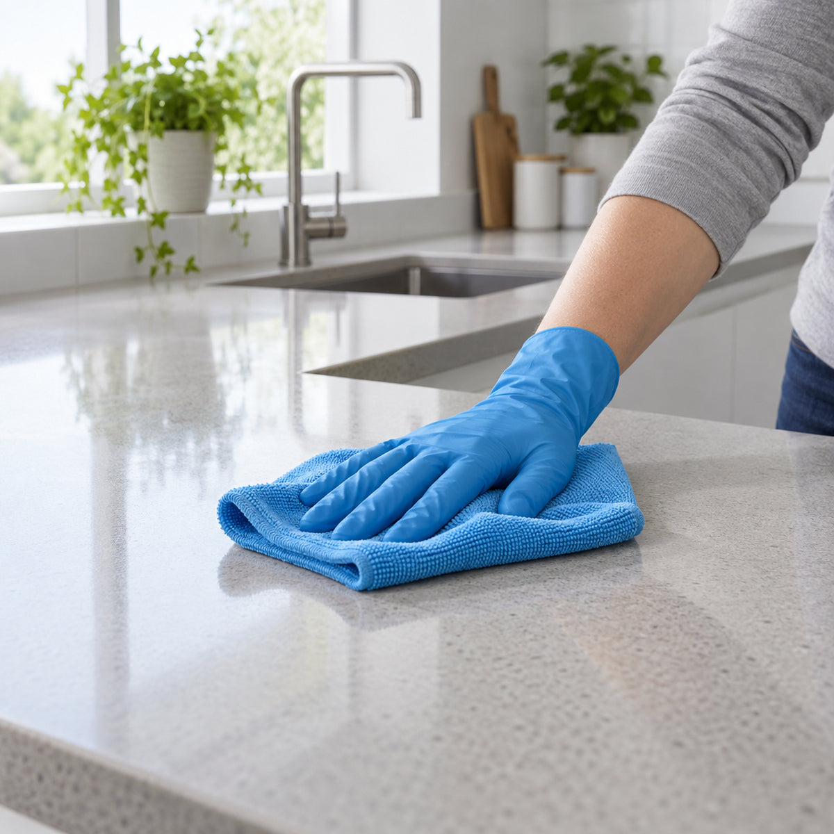 rosche 8906 visper antibacterial surface wipes in-use application image
