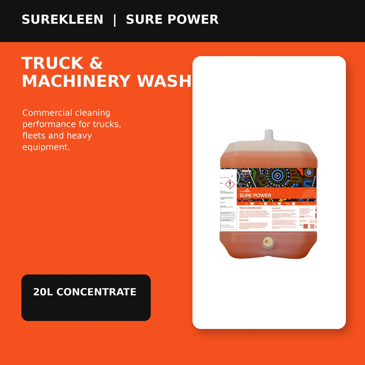Sure Power 20L commercial truck and machinery wash
