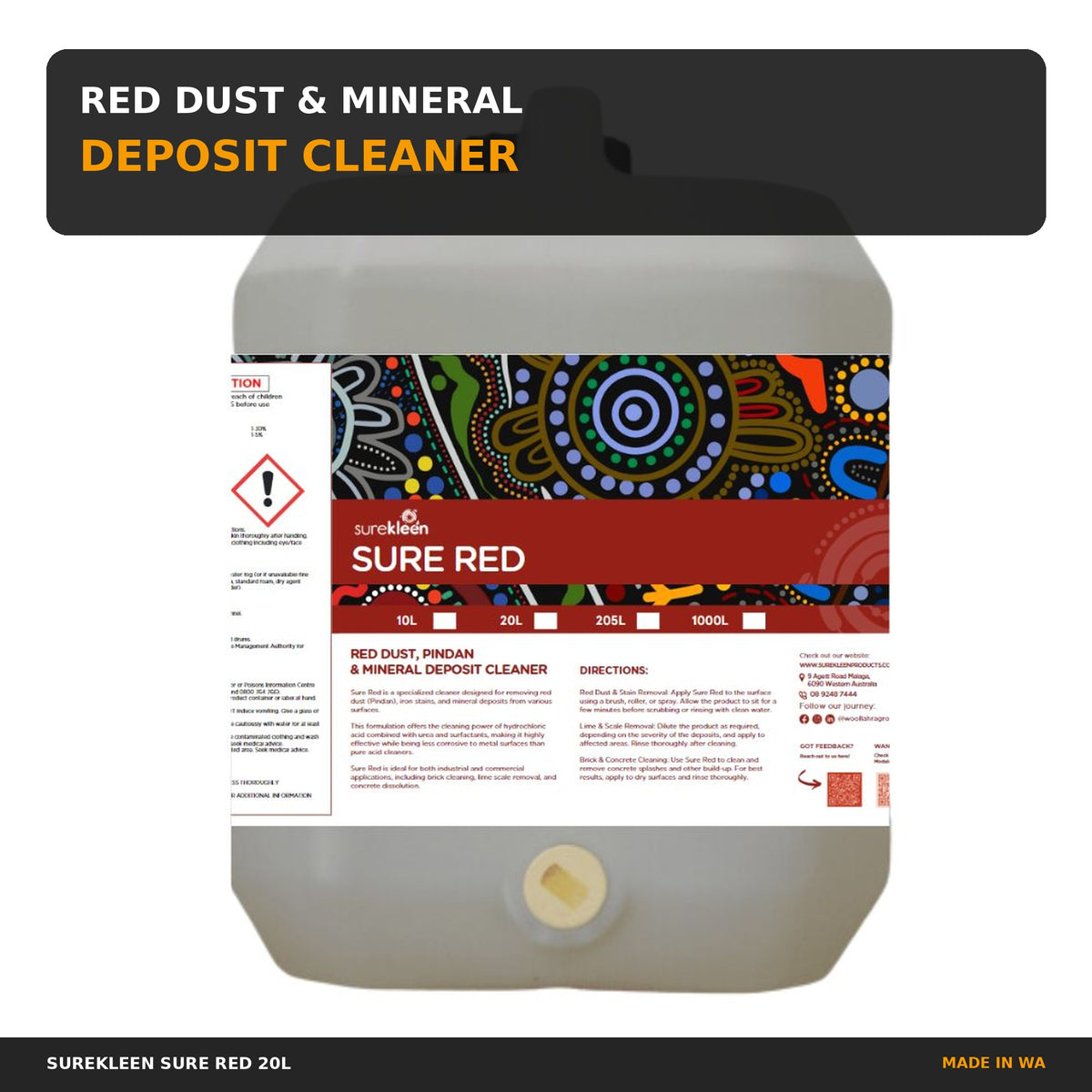 Surekleen Sure Red Pindan and mineral deposit cleaner 20L