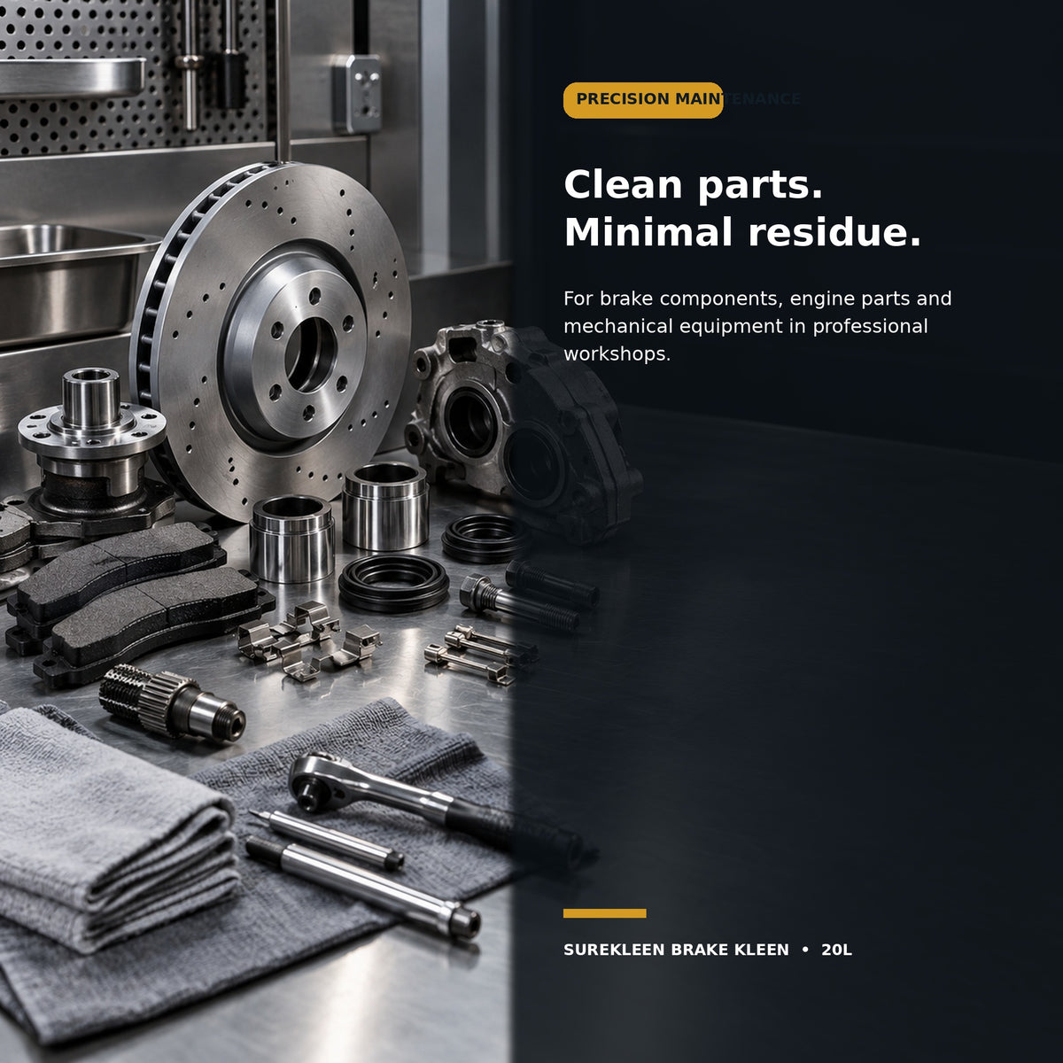 Brake and mechanical parts prepared for precision solvent cleaning