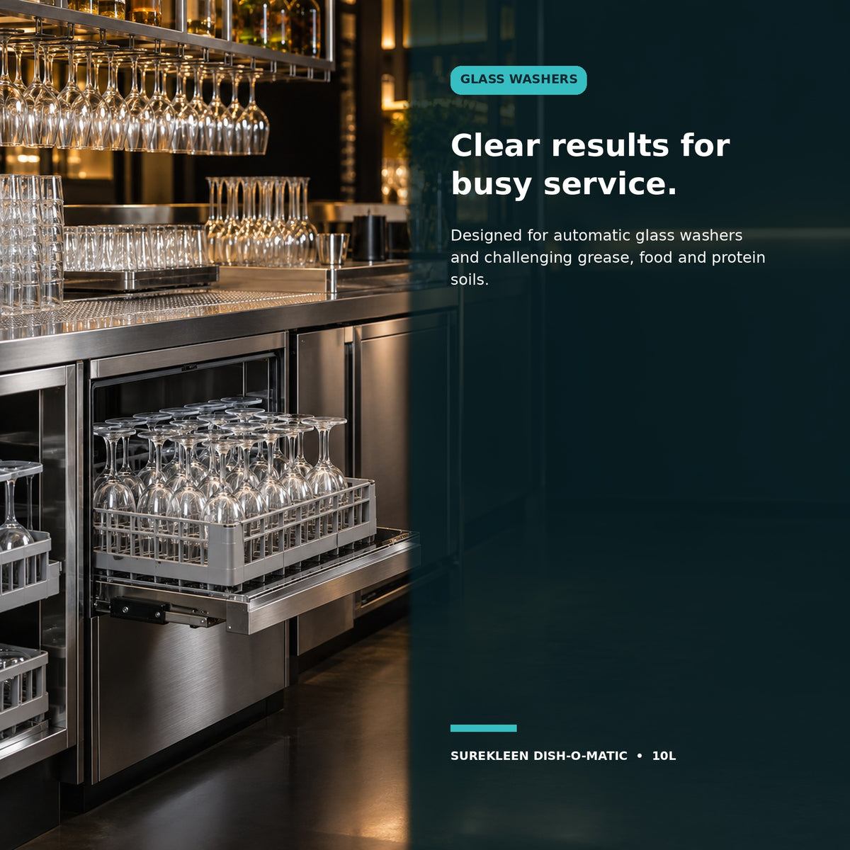Commercial glass washer with sparkling glassware for Dish-o-Matic 10L