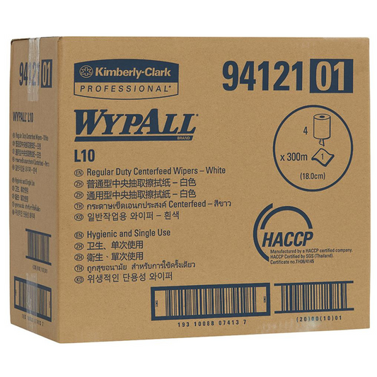 wypall 94121 l10 regular duty centrefeed wiper roll primary product image
