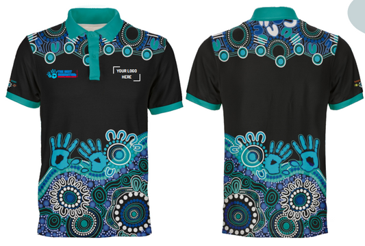Custom Dye Sub Polo 25634 - SHORT SLEEVES - OPTION 1 - Strength, Vison & Legacy - NAIDOC 2025