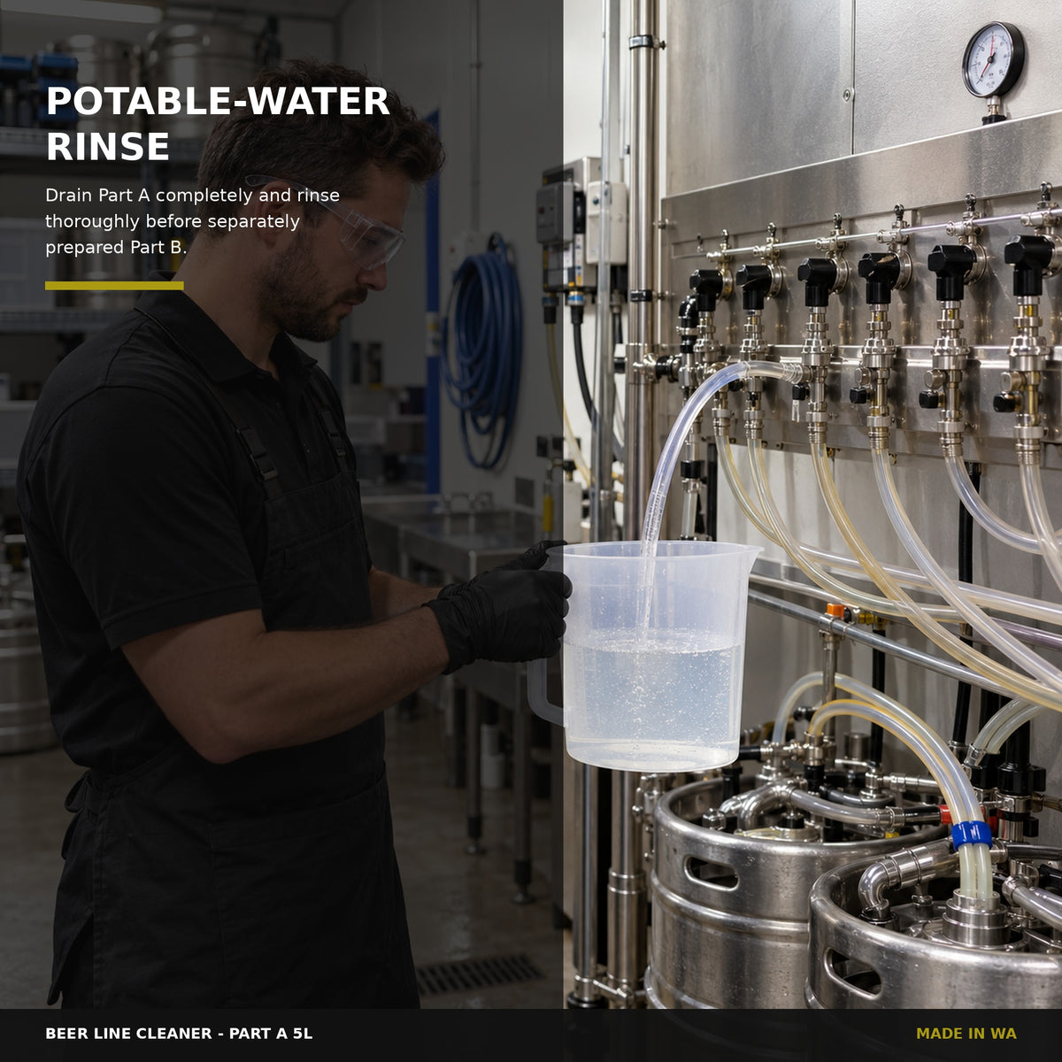 Potable-water rinse stage for Beer Line Cleaner Part A