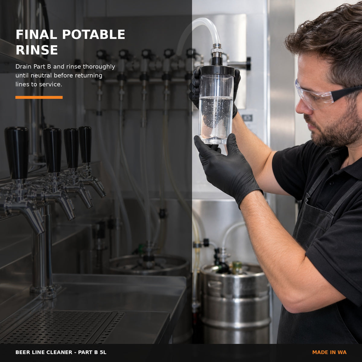 Potable-water rinse stage for Beer Line Cleaner Part B