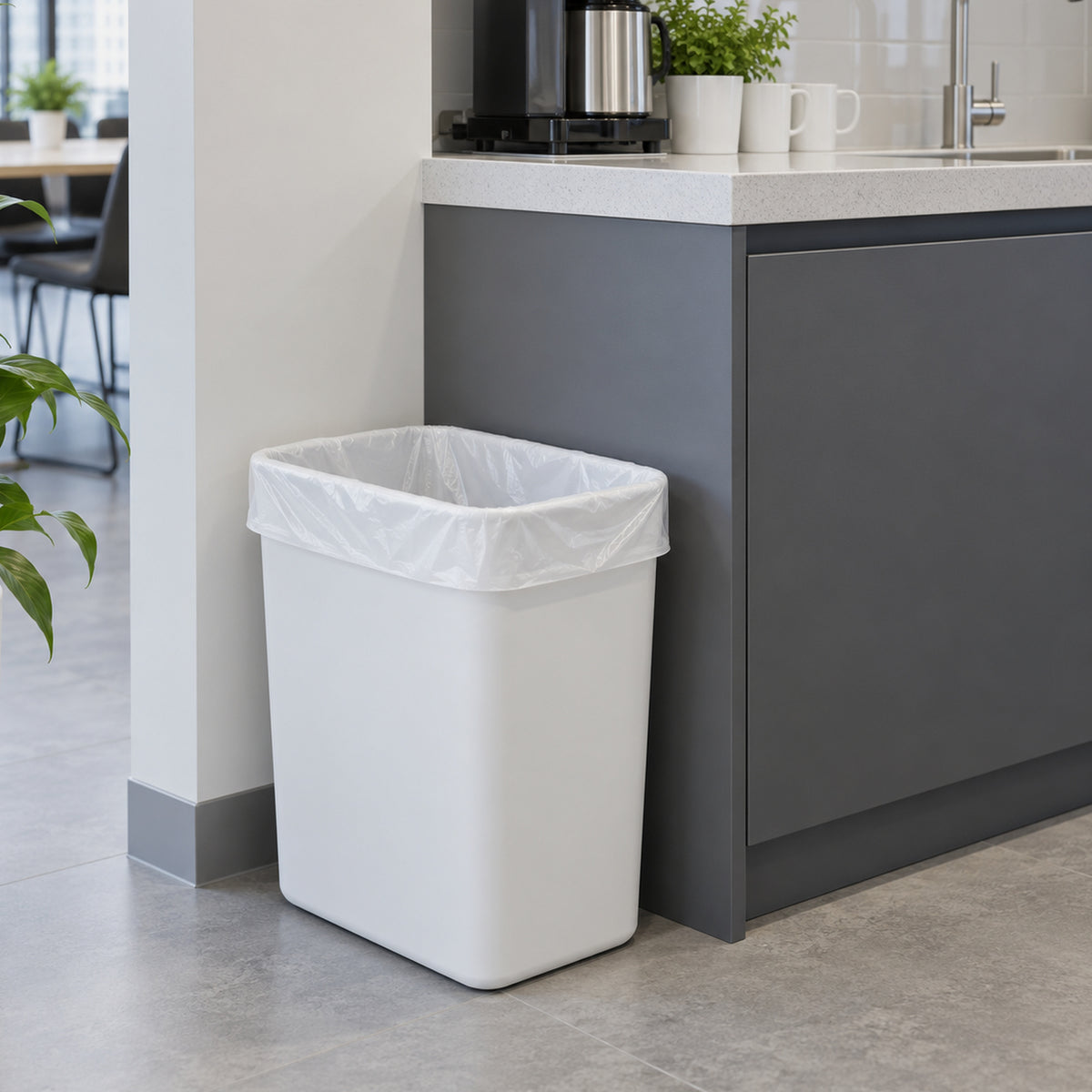 biogone 27l white bin liners workplace lifestyle image
