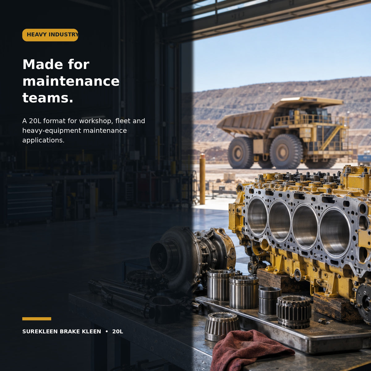 Mining workshop mechanical components for Brake Kleen maintenance applications