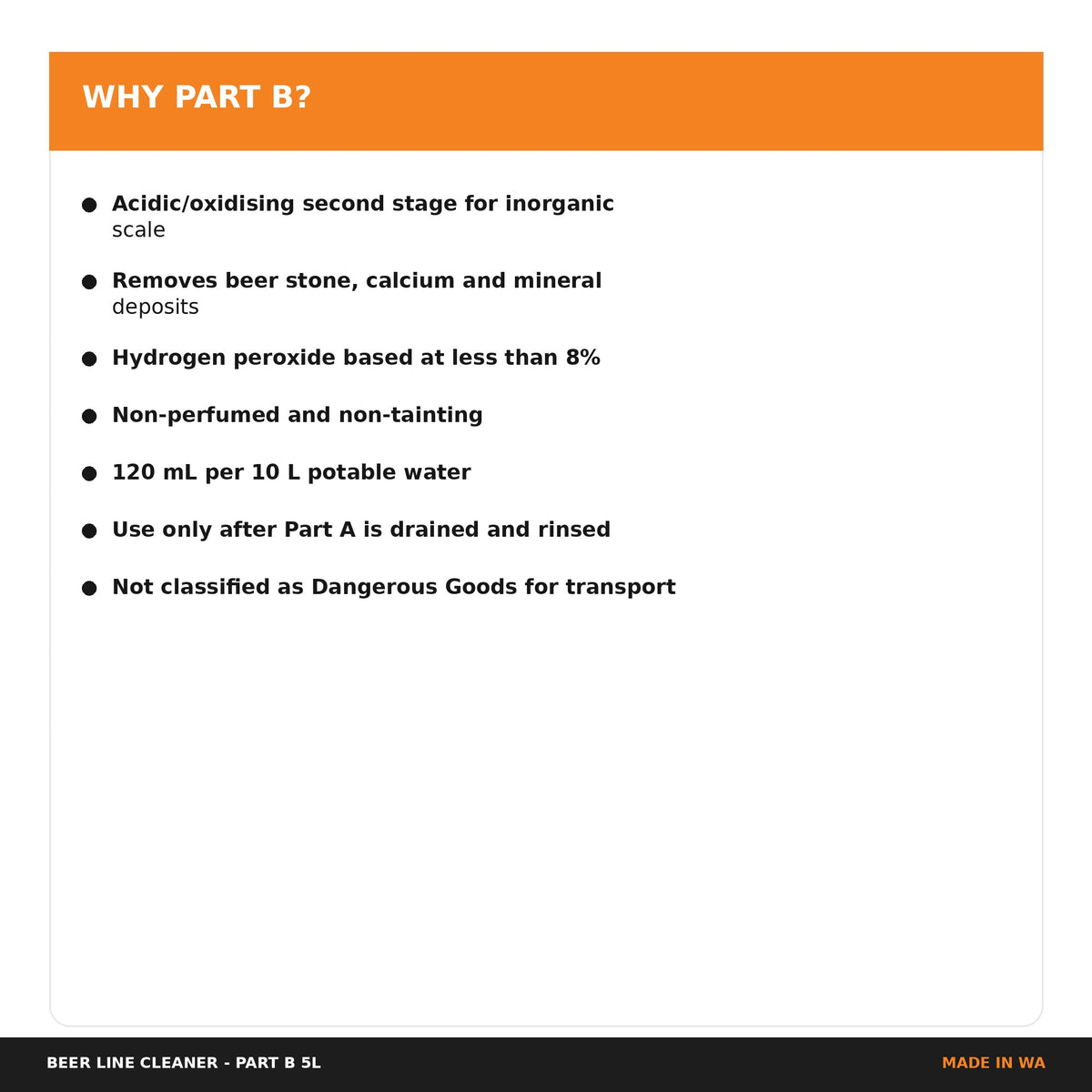 Key benefits of Surekleen Beer Line Cleaner Part B