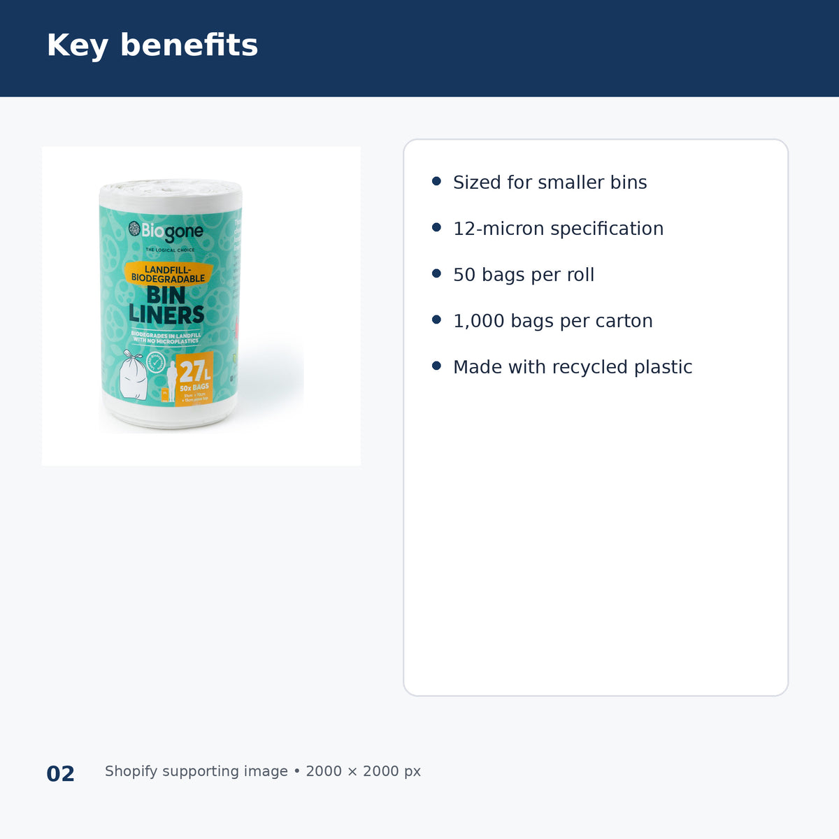 biogone 27l white bin liners key benefits
