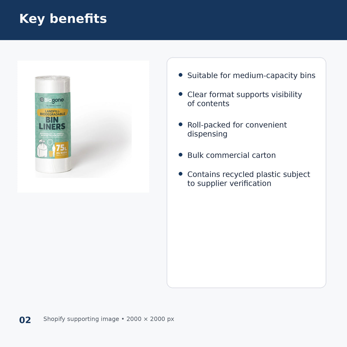 biogone 75l clear bin liners key benefits


