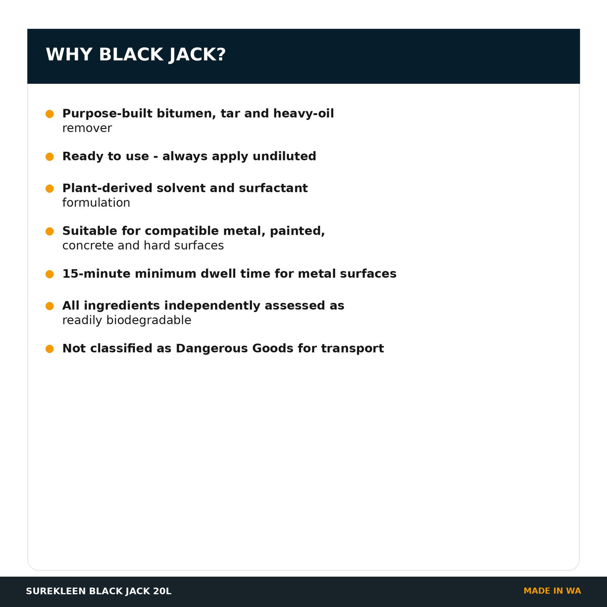 Key benefits of Surekleen Black Jack bitumen and tar remover