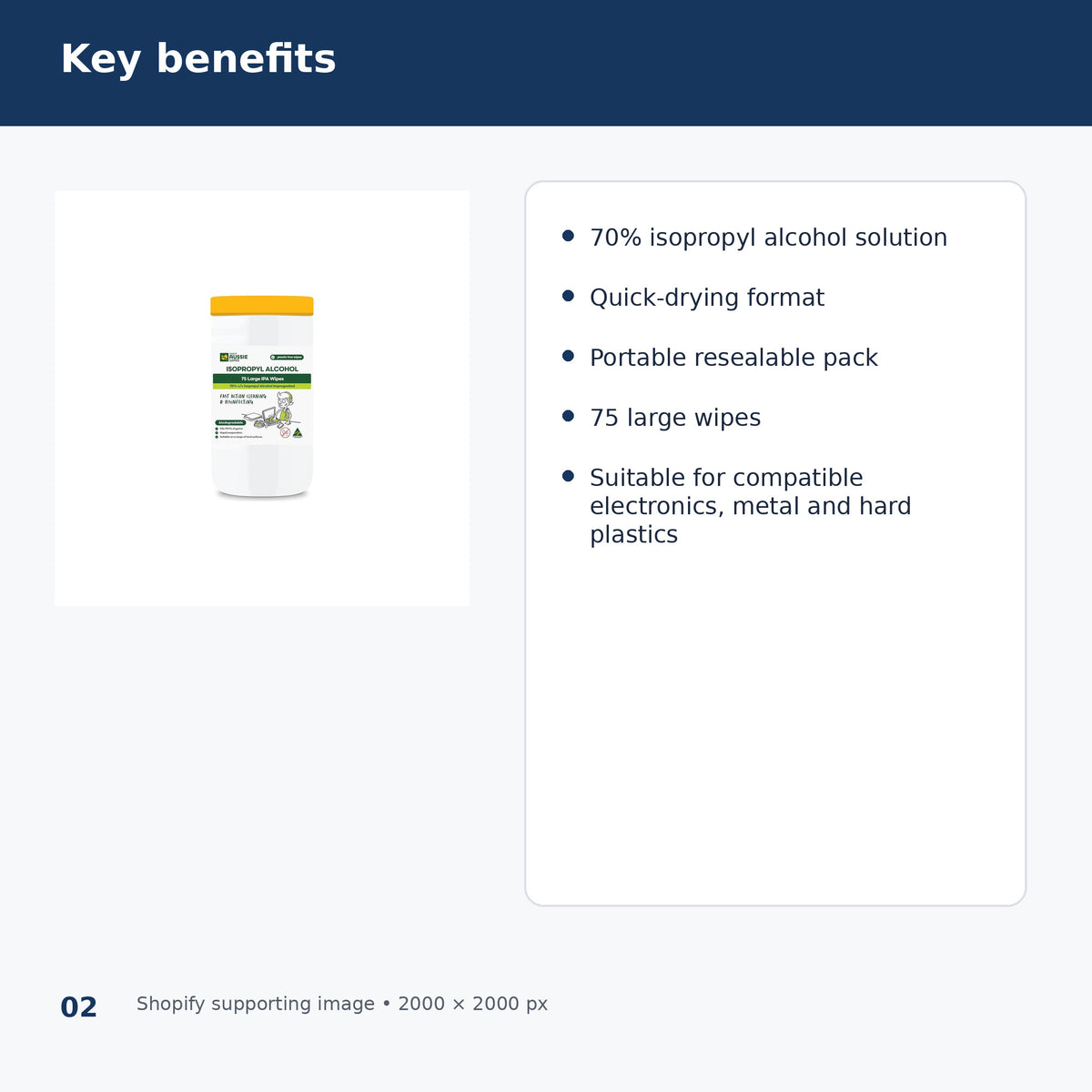 great aussie isopropyl alcohol wipes 75 pack key benefits
