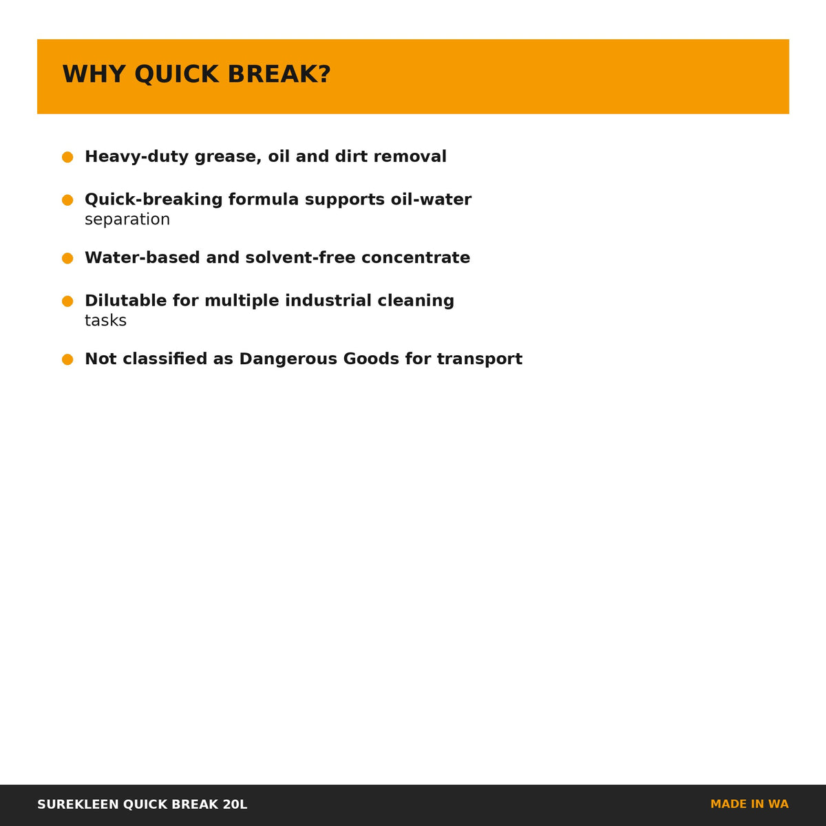 Key benefits of Surekleen Quick Break industrial degreaser
