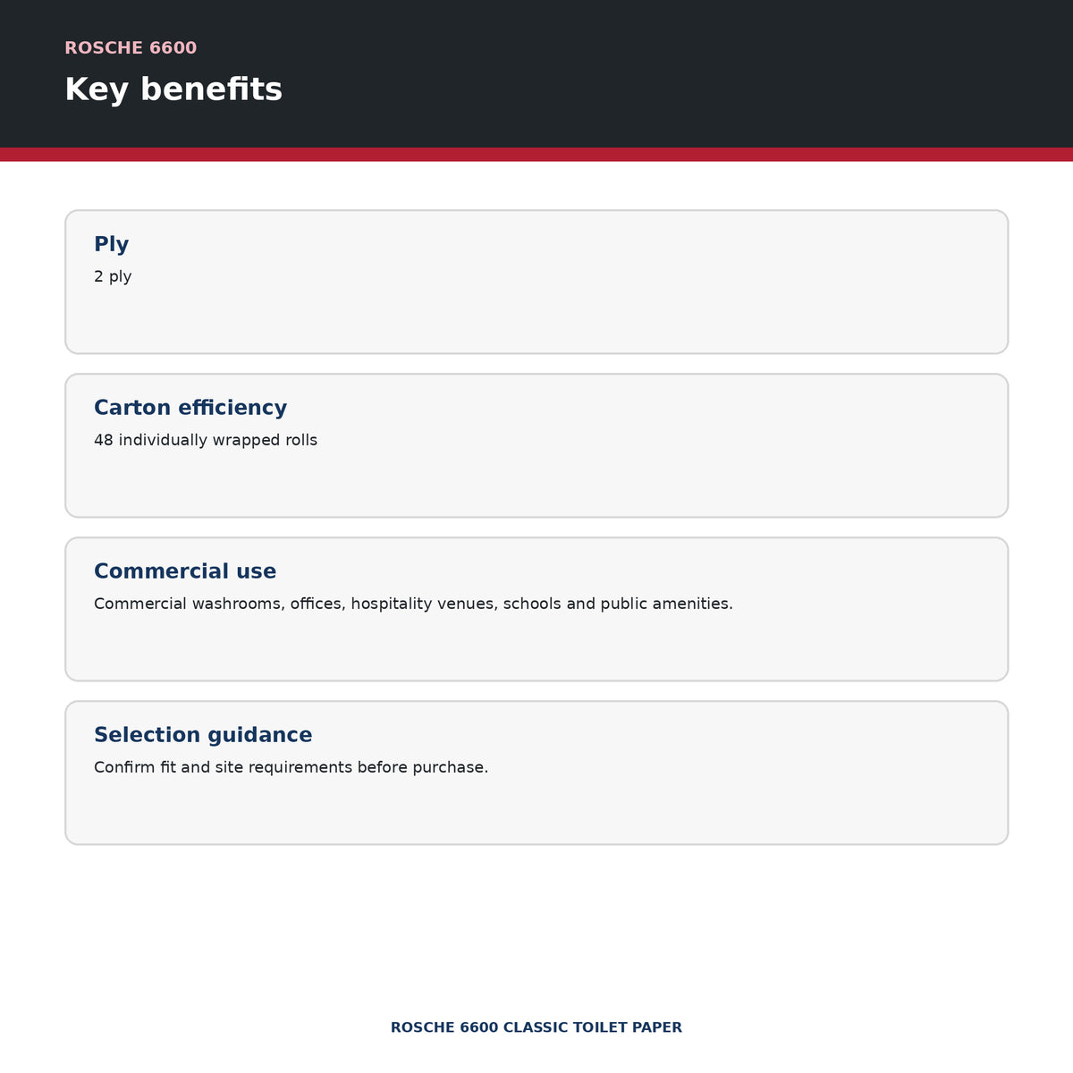 Rosche 6600 Classic Toilet Paper key benefits
