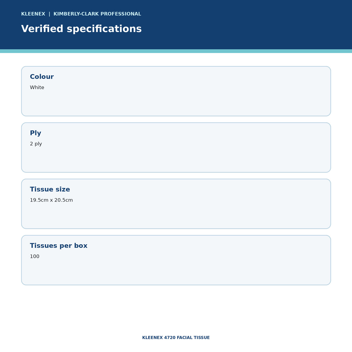 KLEENEX 4720 Facial Tissue verified specifications
