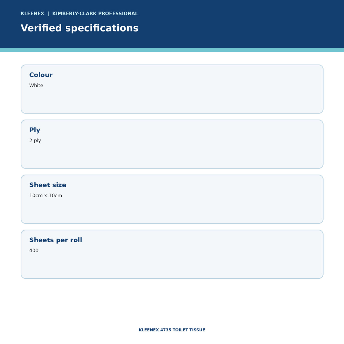 KLEENEX 4735 Toilet Tissue verified specifications
