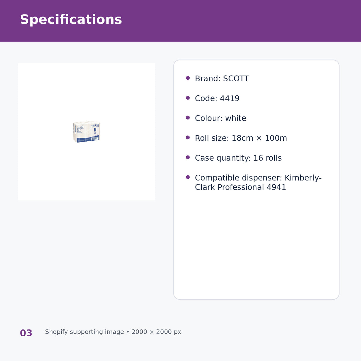 scott 4419 roll hand towel 100m product specifications
