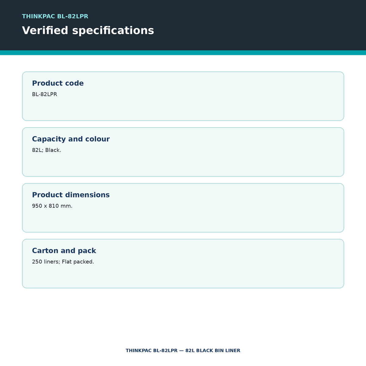 Thinkpac BL-82LPR verified specifications
