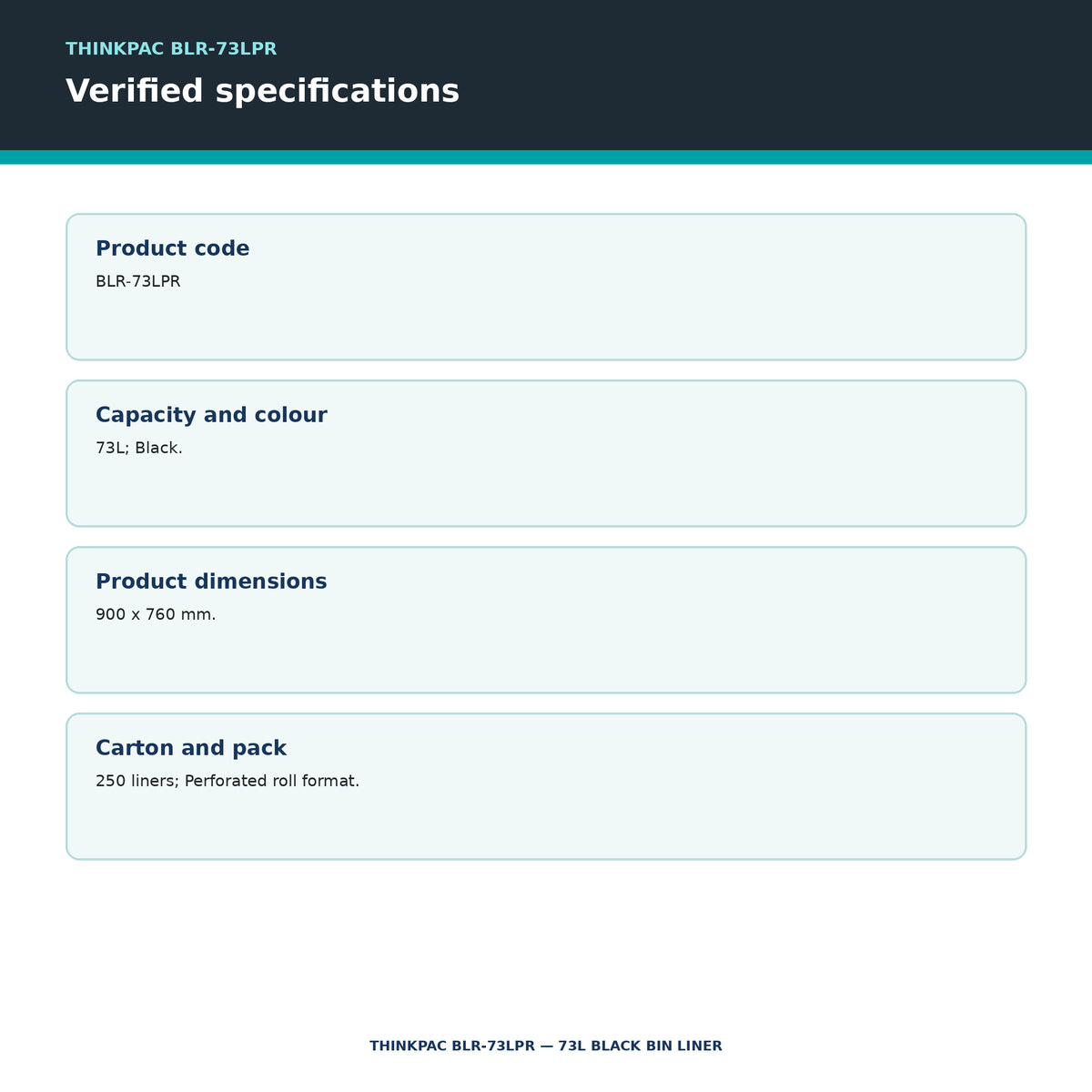 Thinkpac BLR-73LPR verified specifications
