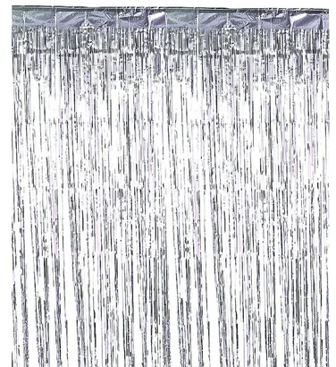Iridescent Silver Foil Backdrop Curtain 100cm x 200cm